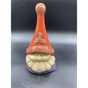 Vintage Santa Garden Gnome Bell Figurine Cerami Pottery Christmas Holiday Decor
